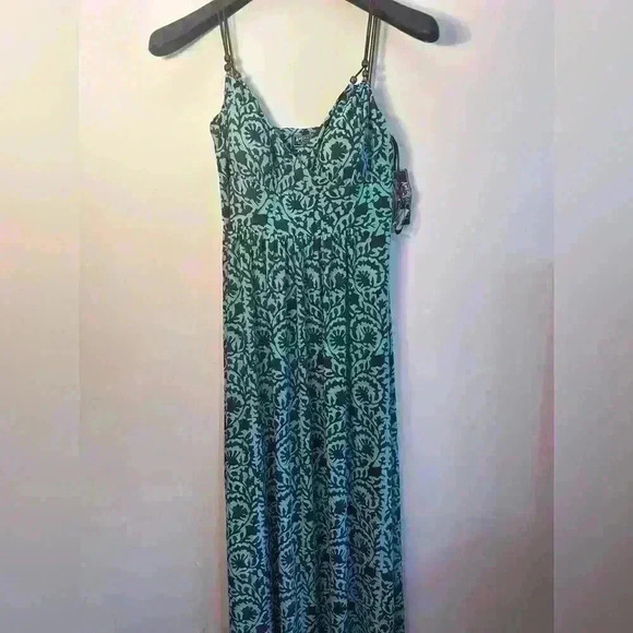 American Living Womens Teal Brown Long Stretch Dress Padded Bra Sz L 12  $110 - Picture 2 of 11